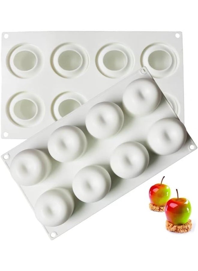 ChicAbode 3D Apple Shape Silicone Baking Mold, for Mousse Cake, Silicone Molds for Chocolate, French Dessert Mold for Pastry Chocolate, Reusable Non-Stick Easy Release Baking Molds (8-Cavity) - Image 1